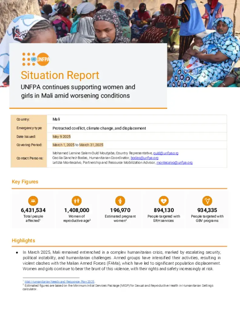 UNFPA Mali Situation Report - Mars 2025