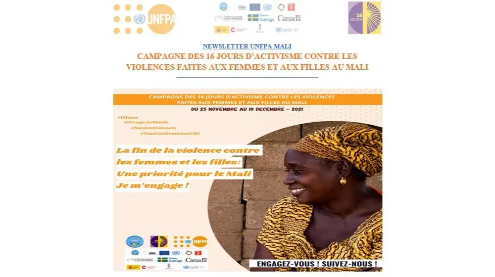 NEWSLETTER DE UNFPA MALI SUR LA CAMPAGNE DES 16 JOURS D'ACTIVISME DE LUTTE CONTRE LES VIOLENCES FAITES AUX FEMMES ET AUX FILLES